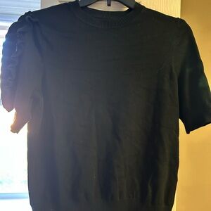 Who What Wear Women’s Black Short Ribbon Sleeve Romantic Style Sweater